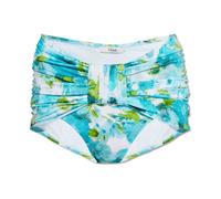 Aqua flower-print mid-rise draped bikini bottoms - female - Chloé - Bikinis - Blue - S - Swimwear S