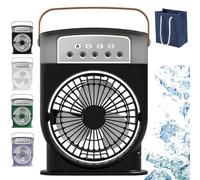 Aqua Freeze Portable Air Cooler Fan, Fan with Ice Cooling System, 4-In-1 Mini Air Conditioner Fan, Rechargeable Portable with Cooling System Conditioner Fan (Black)