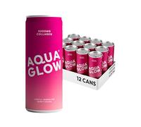 AQUA GLOW Sparkling Collagen Drink - 5000mg VERISOL® Collagen Peptides with Biotin, Zinc, Vitamins C, B Complex - Beauty & Wellness Hydration - Low Sugar, Low Cal. (250 ml (Pack of 12), Berry Crush)