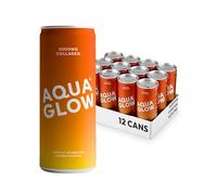 AQUA GLOW Sparkling Collagen Drink - 5000mg VERISOL® Collagen Peptides with Biotin, Zinc, Vitamins C, B Complex - Beauty & Wellness Hydration - Low Sugar, Low Cal. (250 ml (Pack of 12), Mango Passion)
