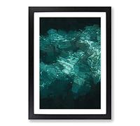 Aqua Green Ripple in Abstract Framed Print | A2 Black Framed Wall Art | Ready to Hang | Abstract Fantasy Picture | Living Room Bedroom Lounge Office