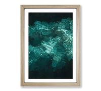 Aqua Green Ripple in Abstract Framed Print | A2 Oak Framed Wall Art | Ready to Hang | Abstract Fantasy Picture | Living Room Bedroom Lounge Office
