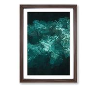 Aqua Green Ripple in Abstract Framed Print | A2 Walnut Framed Wall Art | Ready to Hang | Abstract Fantasy Picture | Living Room Bedroom Lounge Office