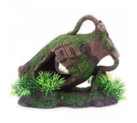 AQUA KT Aquarium Ruins Ancient Greek Leaning Vase Rock Broken Barrel Fish Hiding Cave for Cichlid Betta Marine Freshwater Fish Tank Decoration