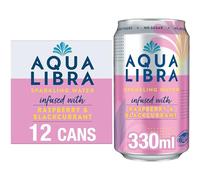 AQUA LIBRA Raspberry & Blackcurrant 330ML, Pack of 12