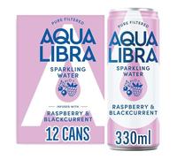AQUA Libra Sparkling Sugar-Free Fruit Water, No Calories, Raspberry and Blackcurrant, 330 ml, Pack of 12