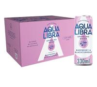 AQUA Libra Sparkling Sugar-Free Fruit Water, No Calories, Raspberry and Blackcurrant, 330 ml, Pack of 12