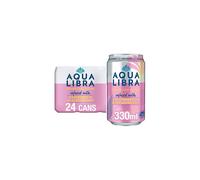 AQUA Libra Sparkling Sugar-Free Fruit Water, No Calories, Raspberry and Blackcurrant, 330 ml, Pack of 24