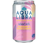 AQUA Libra Sparkling Sugar-Free Fruit Water, No Calories, Raspberry and Blackcurrant, 330ml, Pack of 10 Cans
