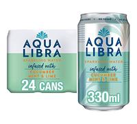 Aqua Libra Sparkling Water - Natural Flavour - No Sugar - Low Calorie - Refreshing - Cucumber, Mint and Lime - 330 ml - Pack of 24 cans