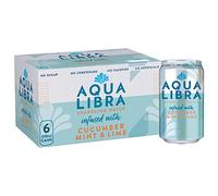 AQUA Libra Sparkling Water, Sugar Free Fruit Water, No Sugar, No Calories, Cucumber, Mint & Lime, 6 x 330 ml