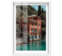 Aqua Marina Home Shadowbox Print Vintage Art Prints by Notoriart, White Frame, 16 x 24