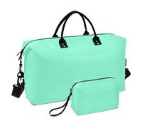 Aqua Marine Solid Color Pure Plain Decorative Travel Tote Bag Sports Tote Gym Bag with Toiletry Bag for Yoga Waterproof bolso para viajar