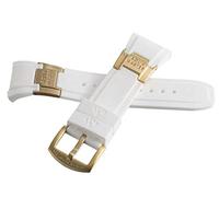 Aqua Master 28mm White Rubber Watch Band Strap with Gold-Tone Buckle