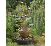 Aqua Moda 76cm Solar York Copper Leaves 4 Tier Cascading Solar Water Feature - Self-Contained Indoor/Outdoor Fountain with Copper Effect, Garden, Patio & Decking Decoration