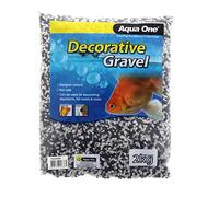 (White + Black, 2mm) Aqua One Coloured Gravel Aquarium Fish Tank River Stones Natural 2kg Bags