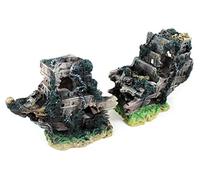 Aqua One Medium 43cm Piece Shipwreck 2 Piece Ornament for Fish Tanks and Aquariums