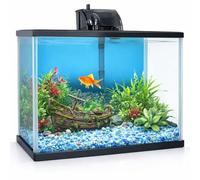 Aqua One Splish & Splash 28L Glass Aquarium Starter Kit - Complete Fish Tank Set for Beginners Includes Hang-On Filter, Food, Water Conditioner & Decor - 40W x 25.5D x 28H cm