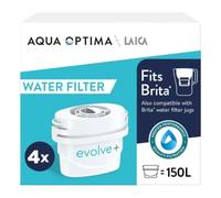 Aqua Optima by LAICA Evolve+ 4 Water Filters, Reduces Limescale, Fits Brita | Fits Maxtra, Maxtr PerfectFit. Reduces chlorine, limescale, lead and microplastics.4 filters provide up to 120 days.