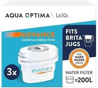 Aqua Optima by LAICA Evolve+ Hard Water Limescale Filter Cartridges,3 Pack | Fits Brita jugs & reduces limescale, chlorine, impurities in hard water areas, advanced filtration for kitchen appliances.