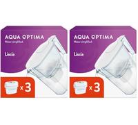 Aqua Optima by LAICA Liscia Water Filter Jug 2.5L, 3 Water Filters,White (Pack of 2)