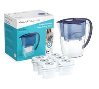 Aqua Optima Oria Water Filter Jug & 6 Evolve+ Filter Cartridge 2.8L Blue - Fridge & Dishwasher Friendly, Easy Fill - Reduces Limescale, Chlorine & Other Impurities - By LAICA (Packaging May Vary)