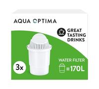 Aqua Optima Classic Round Water Filter Cartridges 3 Pack - Fits Brita Classic Jugs* - Reduces Limescale, Chlorine and Other Impurities (Packaging May Vary)
