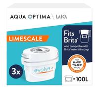 Aqua Optima Water Filter Cartridge, Evolve+ Advance, Engineered for Hard Water & Better Limescale Reduction, 3 Pack, 5 Stage Filtration System, Brita Compatible (Package may vary)