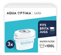 Aqua Optima Evolve+ Water Filter Cartridges, 3 Pack - Fits Brita Jugs & Alternative for Maxtra Filters - Reduces Limesc