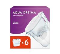 Aqua Optima Oria Liscia Filter Jug & 6 x 30 Day Evolve+ Water Filter Cartridges, 2.5 Litre Capacity, for Reduction of...