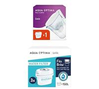 Aqua Optima Liscia Water Filter Jug & 7 Evolve+ Filter Cartridges 2.5L White - Fridge & Dishwasher Friendly, Easy Fill - Reduces Limescale, Chlorine & Other Impurities - By LAICA (Packaging May Vary)