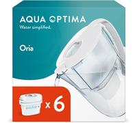 Aqua Optima Oria Water Filter Jug & 6 Evolve+ Filter Cartridges, 2.8L, White - Fridge & Dishwasher Friendly - Reduces Limescale, Chlorine and Other Impurities - By Laica (Packaging May Vary)