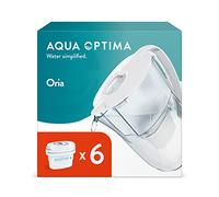 Aqua Optima Oria Water Filter Jug & 6 Evolve+ Filter Cartridges, 2.8L, White - Fridge & Dishwasher Friendly - Reduces Limescale, Chlorine and Other Impurities - By Laica (Packaging May Vary)