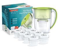 Aqua Optima Oria Water Filter Jug & 8 Evolve+ Filter Cartridges, 2.8L, Green - Fridge & Dishwasher Friendly - Reduces Limescale, Chlorine and Other Impurities - By Laica (Packaging May Vary)