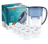 Aqua Optima Oria Water Filter Jug & 9 Evolve+ Filter Cartridge 2.8L Blue - Fridge & Dishwasher Friendly, Easy Fill - Reduces Limescale, Chlorine & Other Impurities - By LAICA (Packaging May Vary)