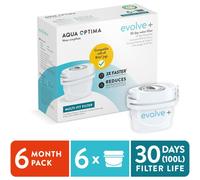 Aqua Optima Water Filter Cartridge 6 Pack (6 Months Supply), Evolve+ Compatible with Brita Maxtra, Maxtra+ & PerfectFit, 5 Stage