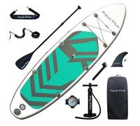 Aqua Plus 6inches Thick Inflatable SUP for All Skill Levels Stand Up Paddle Board,Paddle,Double Action Pump,ISUP Travel Backpack, Leash,Shoulder Strap,Youth,Adult Inflatable Paddle Board