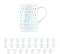 Aqua Polka Dots Spots Letter D Mug - Bone China Alphabet Initials Gift/Present Mug