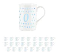 Aqua Polka Dots Spots Letter O Mug - Fine Bone China Alphabet Initials Gift/Present Mug