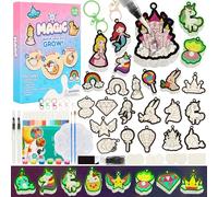 Aqua Puffs 3D Art Kit for Girls - Magic Foam Texture Painting Set Princesses & Unicorn, Mess-Free Art - DIY Keychains & Fridge Magnets - Gift for Creative Moments, Travel, School & Rainy Day Fun