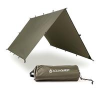 Aqua Quest Defender Tarp - 100% Waterproof Heavy Duty Bushcraft Survival Shelter - Olive Drab, 4 x 3 m