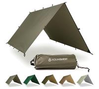 Aqua Quest Defender Tarp - 100% Waterproof Heavy Duty Bushcraft Survival Shelter - Olive Drab, 4 x 3 m