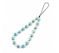 Aqua Rose Braided Cord Phone Charm Strap, Beaded Wristlet Loop | Aqua rose braided cord design combines a decorative beaded wristlet profile with a compact attachment loop.