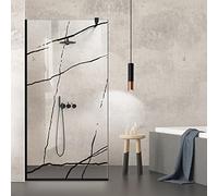 Aqua Roy Black, Model Marble Black, Size 90 cm from 70/80/90/100/110/120, Walk in Shower Screen, 8 mm Clear Glass, with Nano Coated Sandblasted Pattern (90x195 cm)
