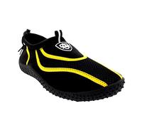 Aqua Shield Womens Beach Pool Sea Swimming Toggle Slip On Aqua Water Socks Surf Shoes, 4 UK, Black Yellow