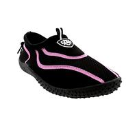 Aqua Shield Womens Beach Pool Sea Swimming Toggle Slip On Aqua Water Socks Surf Shoes, Multi Black Pink, 4 UK