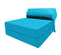 (Aqua) Single Portable Fold Out Z Bed Sofa Guest Futon
