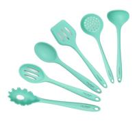 Aqua Sky Silicone Cooking Utensils Set - Sturdy Steel Inner Core - Spatula, Mixing & Slotted Spoon, Ladle, Pasta Server, Drainer - Heat Resistant Kitchen Tools - Bonus Recipe Ebook