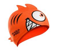 Aqua Speed Boys Girls Piranha Patterned Swimming Cap | Silicone 3D Print Easy Fit Swim Cap - One Size - Orange
