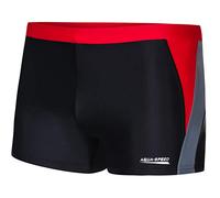 Aqua Speed DARIO Men's Swimming Trunks | Swimming Shorts | MALAGA Fabric | UV Protection | 01. black/grey/red | Size:XXXL